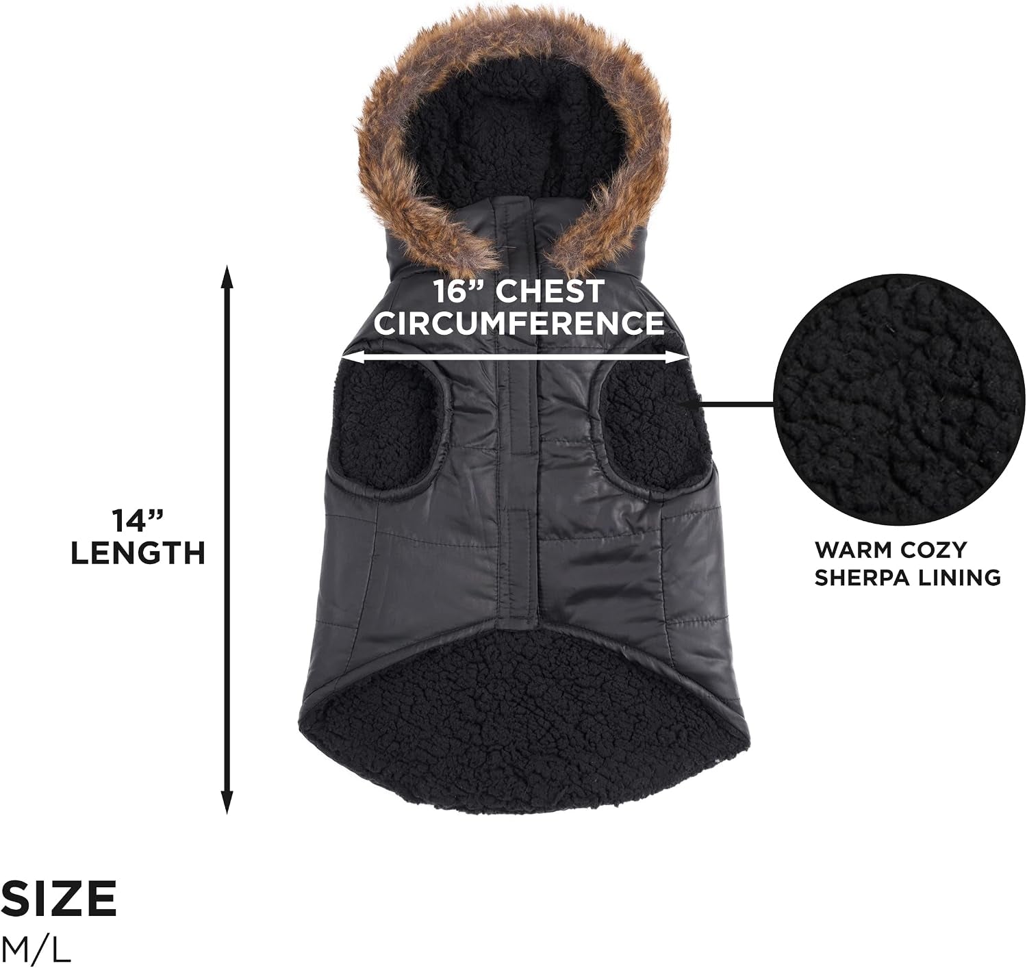 Juicy Couture Faux Fur Hooded Pet Jacket for Dogs and Cats - Medium/Large