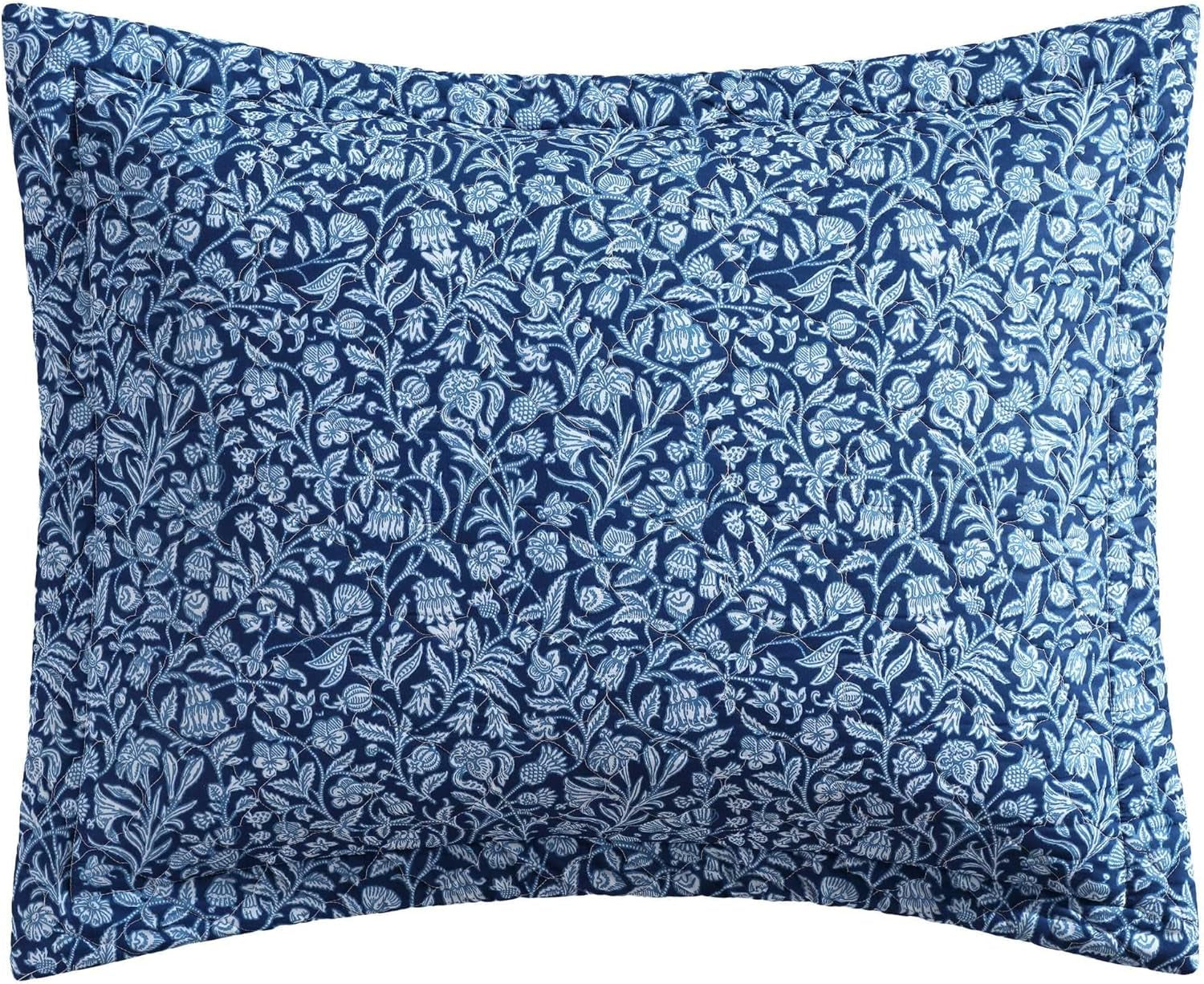 Laura Ashley - Quilt Set, Super Soft Fabric Bedding with Matching Shams, Toile-Inspired Print, Floral Home Essentials (Elaina Blue, King)