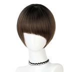 Human Hair Wig Wig Women'S Fashion Gradient Color Oblique Bangs Wig Simulation Natural Lifelike Short Straight Hair High Temperature Synthetic Wig Wig with Bangs Synthetic Wigs
