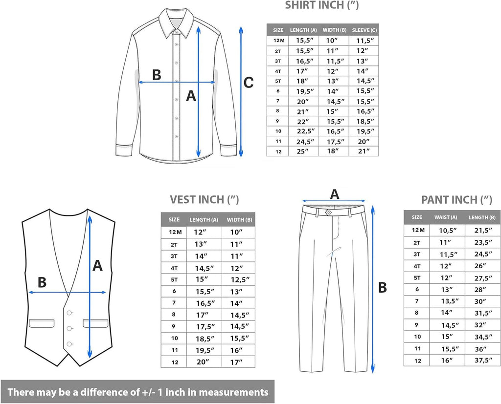 Boys Formal Suit 4 Piece Vest, Pants and Tie Dresswear Suit Set