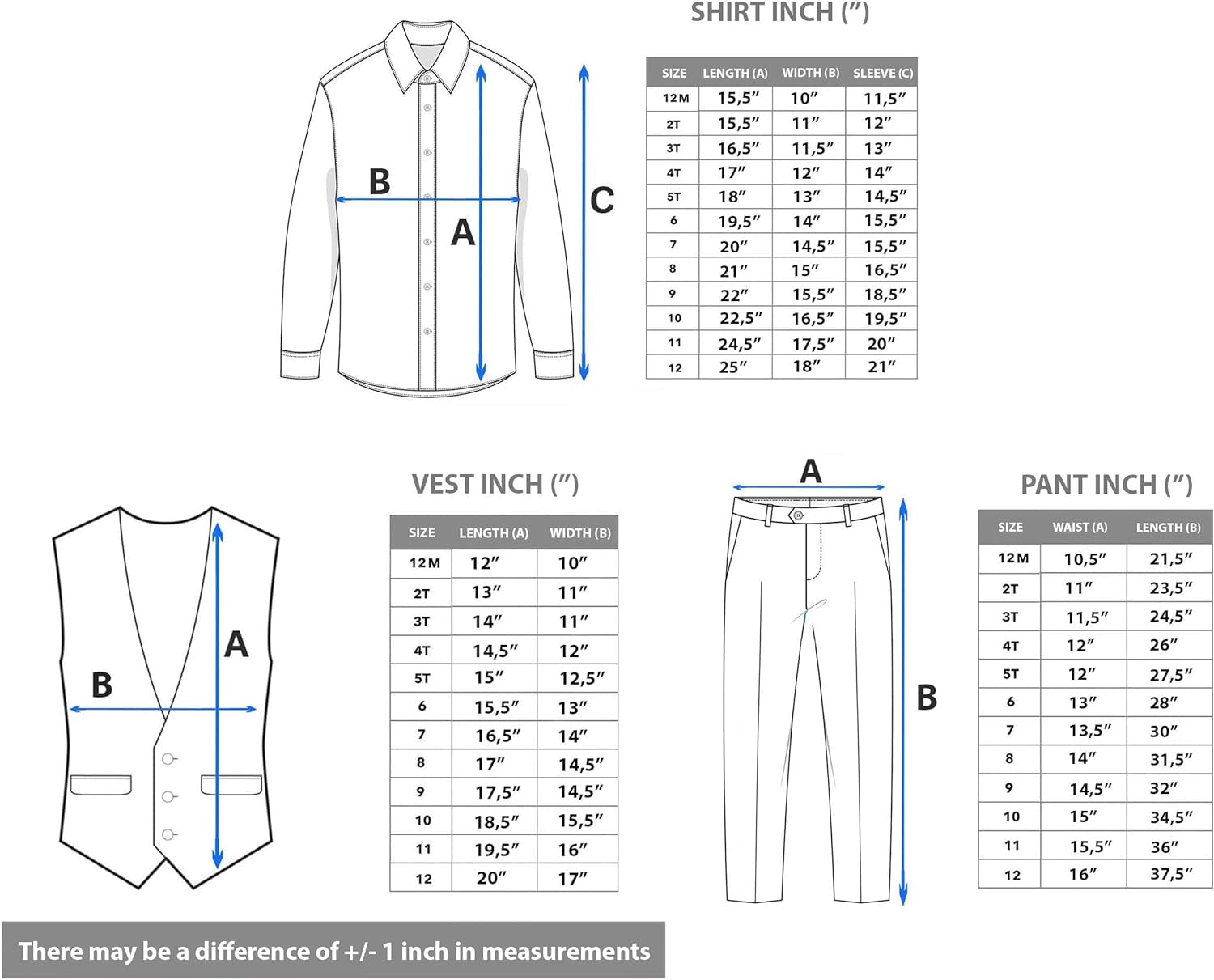 Boys Formal Suit 4 Piece Vest, Pants and Tie Dresswear Suit Set