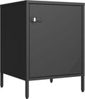 Metal Lockable Nightstand, Single Door Locker Metal End Table Small Bedside Storage Cabinet for Living Room, Bedroom, Dorm, 21.26”H X 15.75”W X 15.75”D (1 Door, Black)