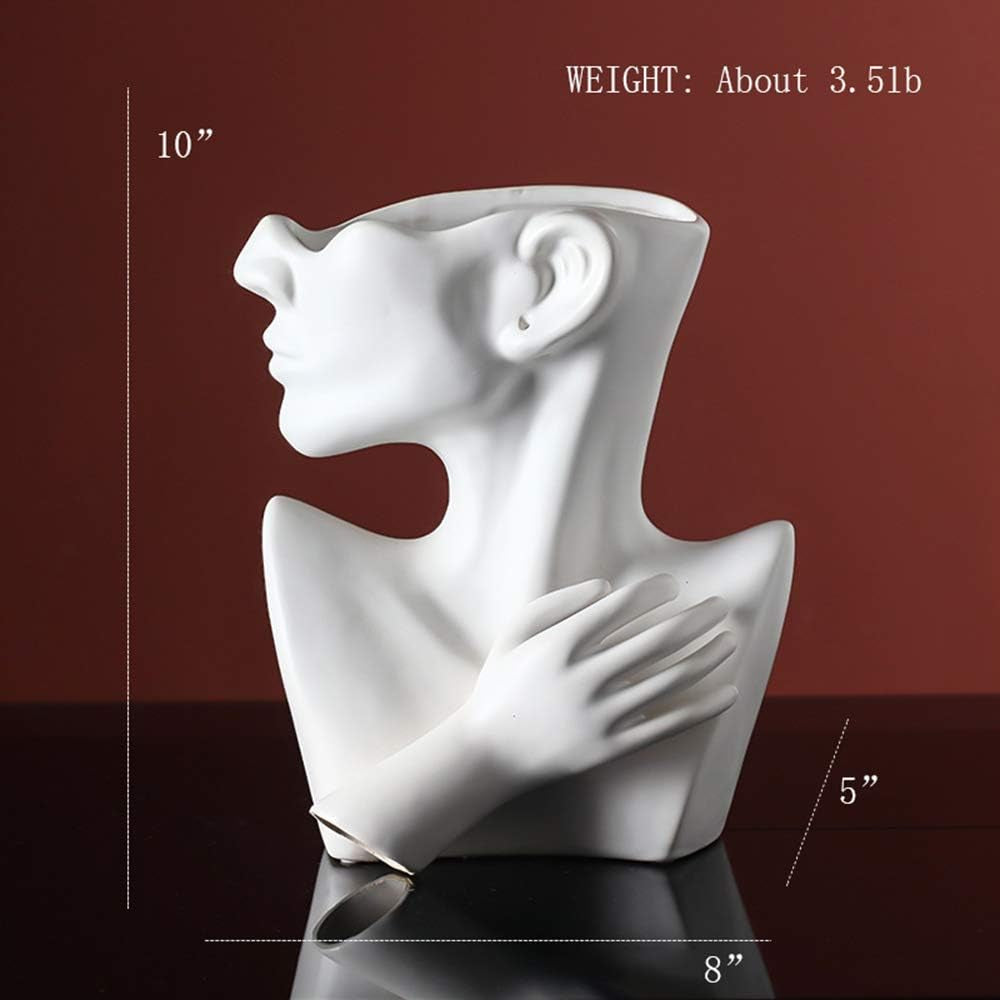 Ceramics Statue Flower Vase Face Pots Bust Head Shaped for Birthday Gifts Home Office Decoration (White) | Greek Sculpture Style, Home Office Decoration, Statue Design