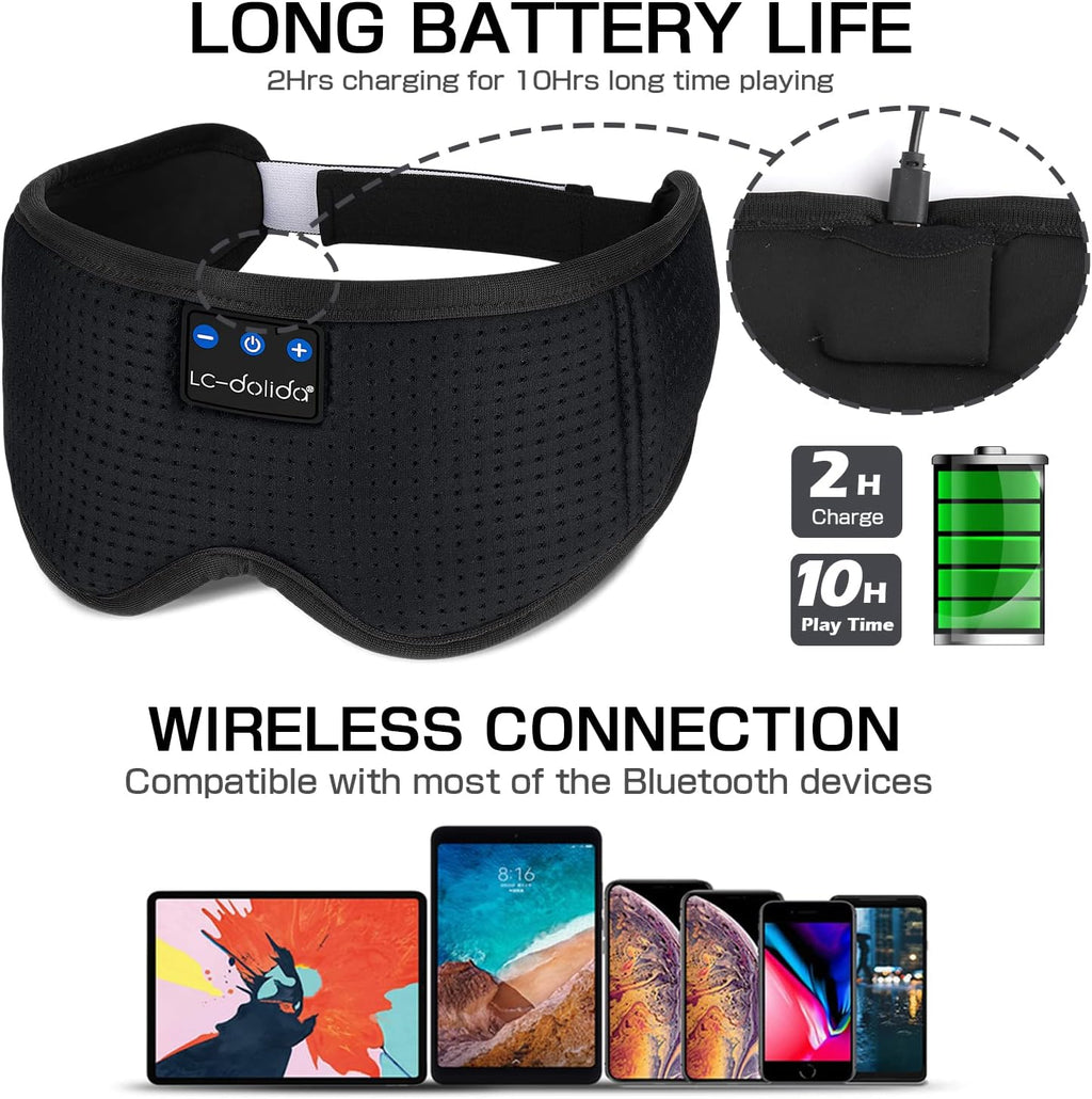 Sleep Headphones Sleep Mask with Bluetooth Headphones,  Eye Mask for Sleeping Eye Pillow Sleeping Headphones for Side Sleepers Thin Speaker Cool Gadgets Gifts for Men&Women