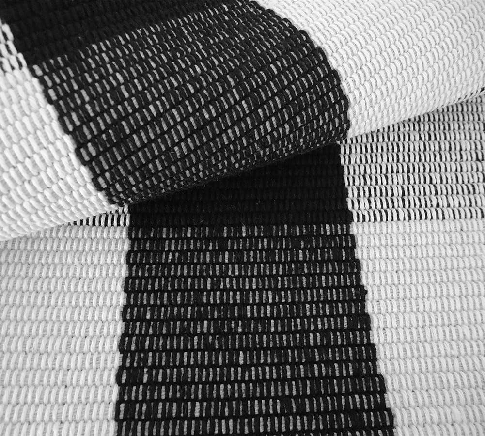 Buffalo Check Rug 3' X 5' - Retro Farmhouse Lattice Area Rugs - Black and White Checkered Plaid Rug for Front Porch/Kitchen/Bedroom, 35.4" X 59"