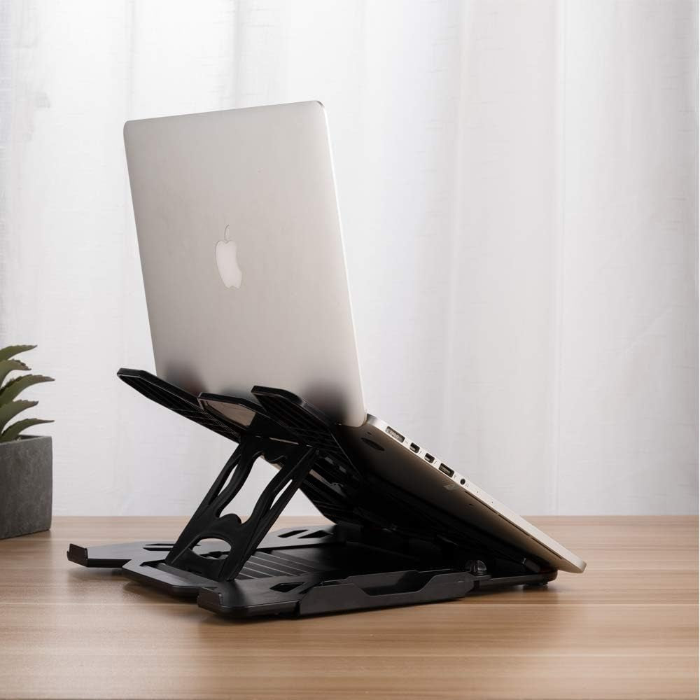 Ergonomic Adjustable Laptop Stand for Desk with Phone Holder & 360° Rotation - Foldable Portable Stand for 10-17" Laptops, Macbook Pro 16", Gaming Laptops, Tablets | Heavy-Duty & Ventilated Design