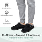Asheville Orthopedic Men House Slippers | Hands Free, Adjustable, Slip-On Faux Fur Supportive House Shoes with Arch Support, Comfortable Cushioning, Wide Toe Box