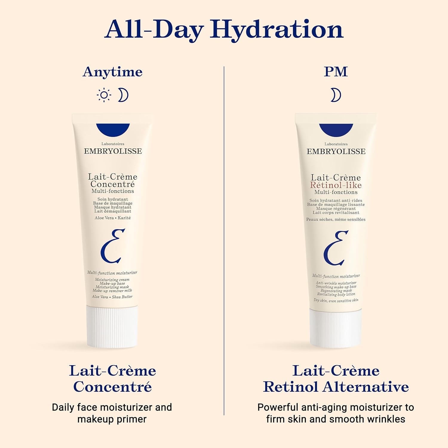 Lait-Crème Concentré Face Moisturizer and Makeup Primer, French Face Cream with Shea Butter & Aloe Vera, 2.54 Fl Oz