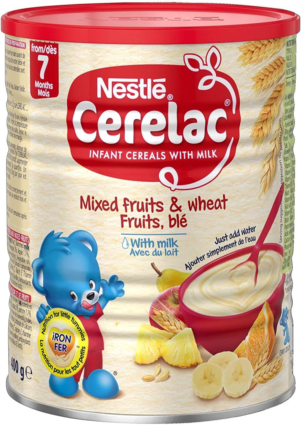 Cerelac Infant Cereal with Milk from 8 Months Mixed Fruits & Wheat - 14 Oz