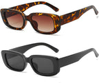 Rectangle Sunglasses for Women Men Trendy Y2K 90S Square Sun Shades UV400 | Retro Sunglasses for Rave Y2K Outfit Accessory Small Chunky Frame for Vacation Travel UV Protection Sun Glasses