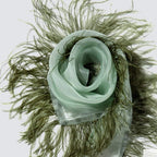 2 Yards Natural & Soft Ostrich Feathers Fringe Trims Ribbon - Used for Dress, Sewing Decoration, Craft Clothing, Boots, Wedding Decoration, DIY, Etc (Dark Green)