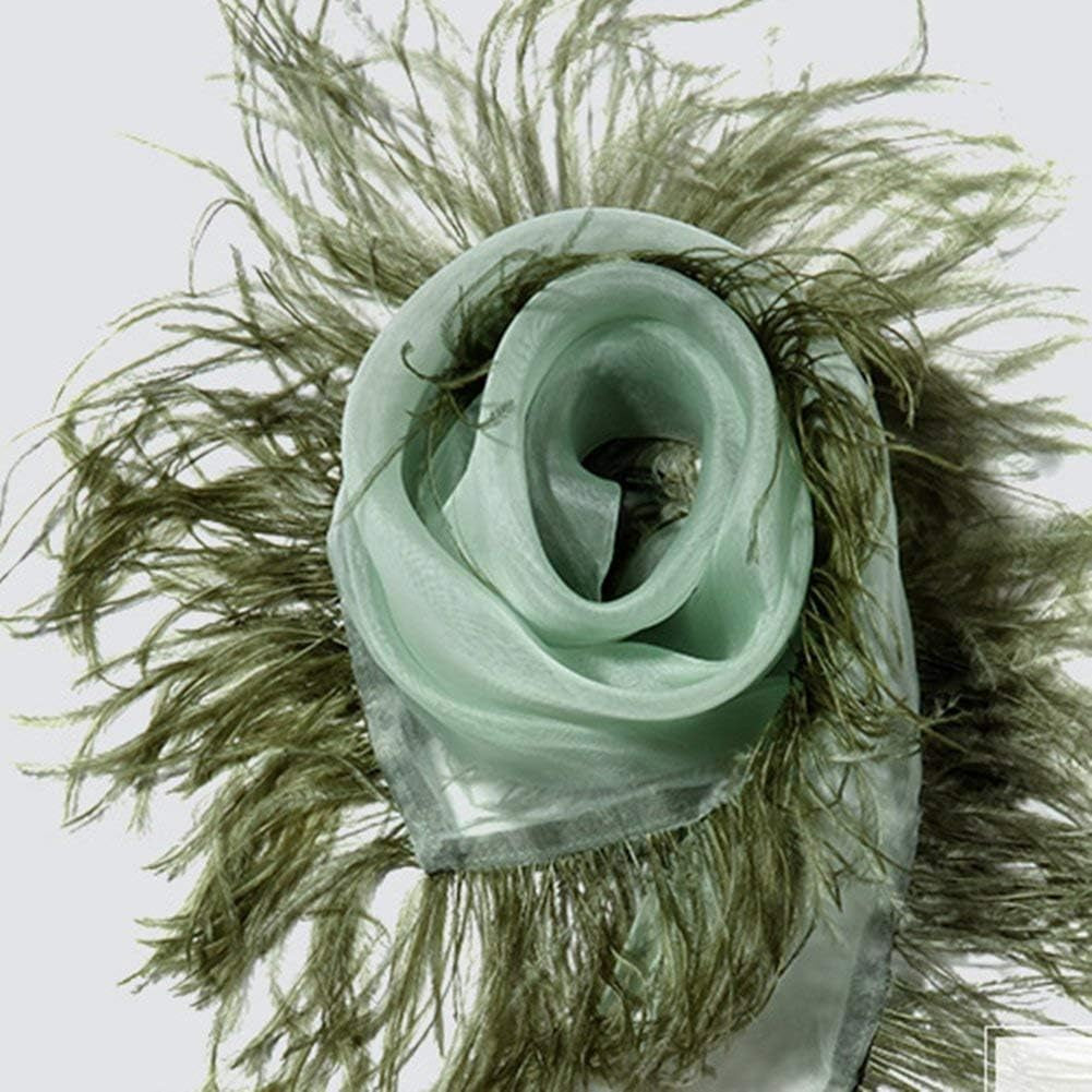 2 Yards Natural & Soft Ostrich Feathers Fringe Trims Ribbon - Used for Dress, Sewing Decoration, Craft Clothing, Boots, Wedding Decoration, DIY, Etc (Dark Green)