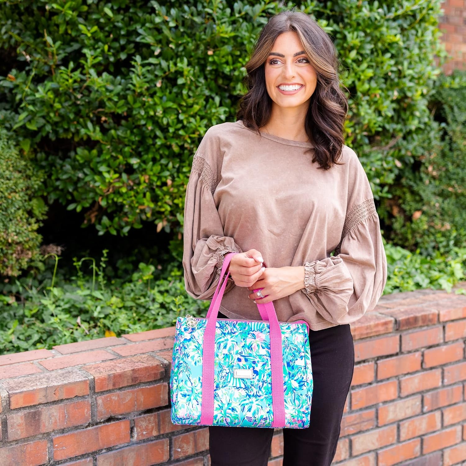 Lilly Pulitzer Insulated Lunch Bag, Cabana Cocktail | Cute Lunch Cooler Tote for Women, Mini Cooler with Zipper Closure, Exterior Pocket, Flat Base, and Handle Straps