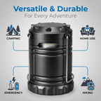 Battery Operated Lights, Stainless Steel Two Lighting Modes Flashlights Rechargeable Lamp Camping Lantern Emergency Light with Hanging Handle for Hiking Camping Fishing