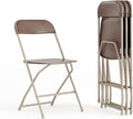 Hercules Series Plastic Folding Chair - Brown - 4 Pack 650LB Weight Capacity Comfortable Event Chair-Lightweight Folding Chair