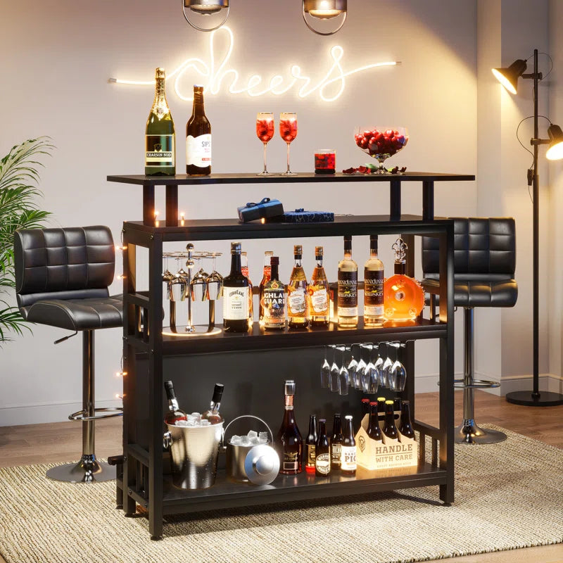 Home Bar Unit with Storage Shelves Bar Cabinet