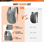 Foldable Hiking Backpack - 10L/15L Small Lightweight Daypack Breathable Travel Backpacks