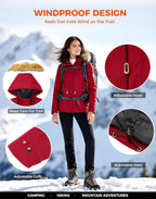Women'S Waterproof Ski Jacket Fleece Lined Snow Jackets Winter Coat | 10,000Mm Waterproof Snowboard Jacket, Breathable 5000G, 4 Pockets, Windproof Hooded Insulated for Skiing, Hiking, Commute