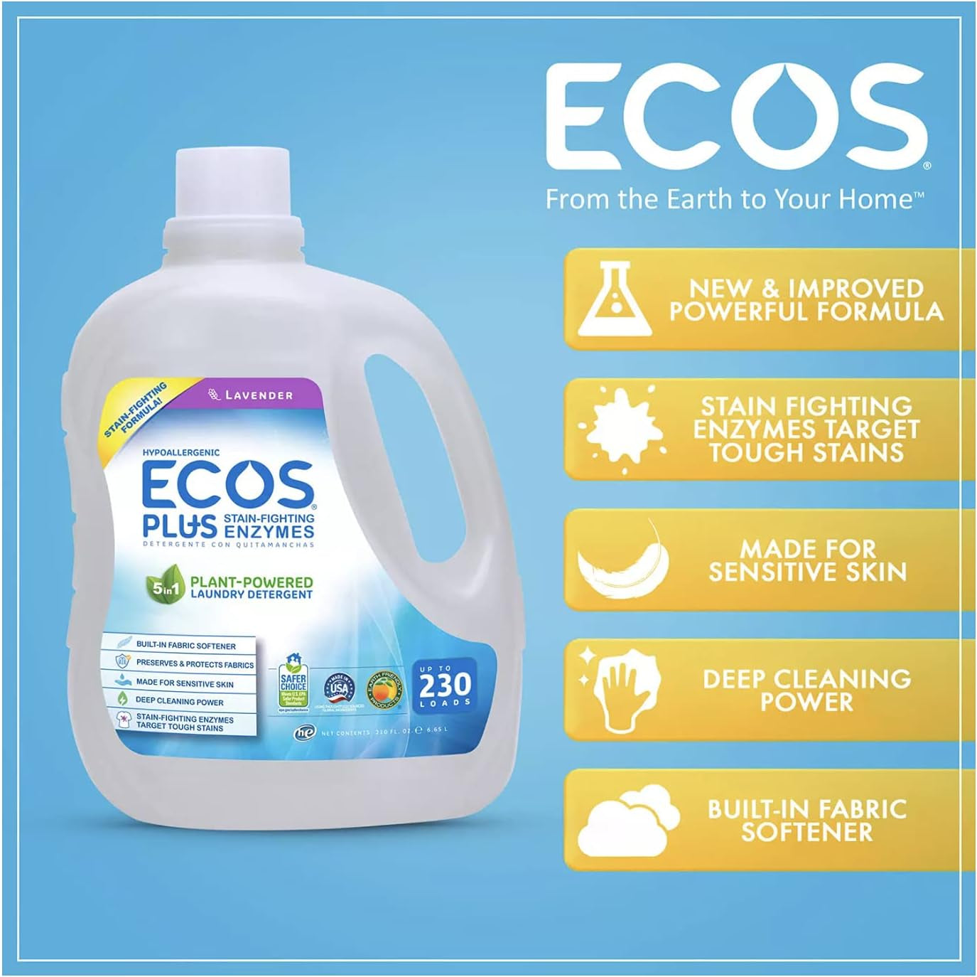 ECOS plus with Stain-Fighting Enzymes  Detergent - 210 Fl. Oz.