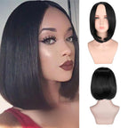 Straight Short Bob Wig - Black Women'S 13Inch U Shape Wig with Breathable Human Hair