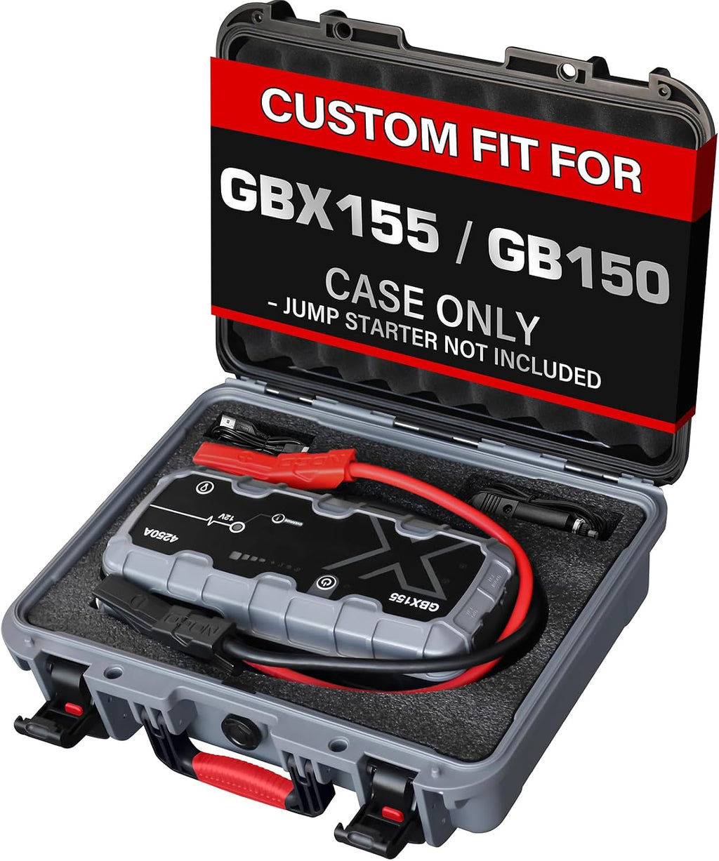 Case for NOCO Boost X GBX155 GB150 Jump Starter, Custom Foam Hard Case | Waterproof Protective Storage Box with for Clamps, Cables, Charger and Accessories, Shockproof Travel Organizer, Case Only
