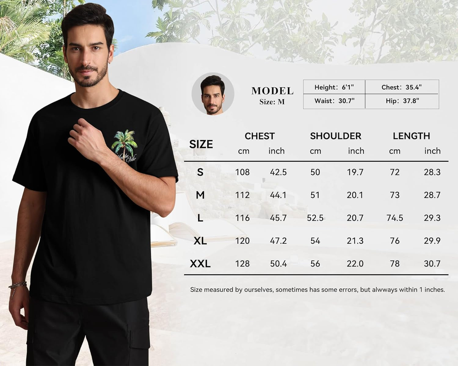 Mens Malibu Vibe Palm Tree California Casual Short Sleeve T-Shirt | Perfect for Surf Travel Great for Beach Lovers West Coast Fans.