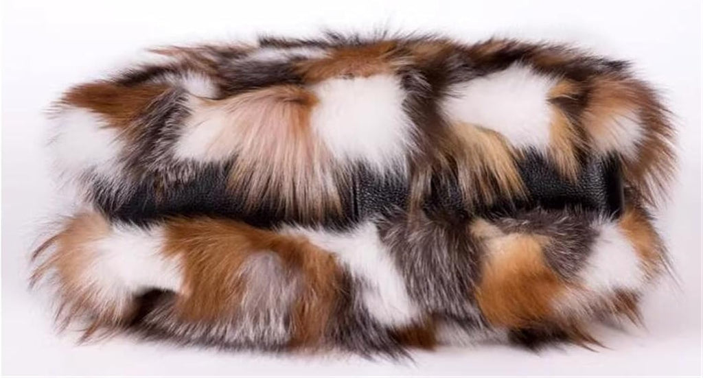 D-01 Luxury Real Fox Fur Handbag for Women Ladies Furry Shoulder Bag Purse Colorful Silver Bags Big Capacity Fashion