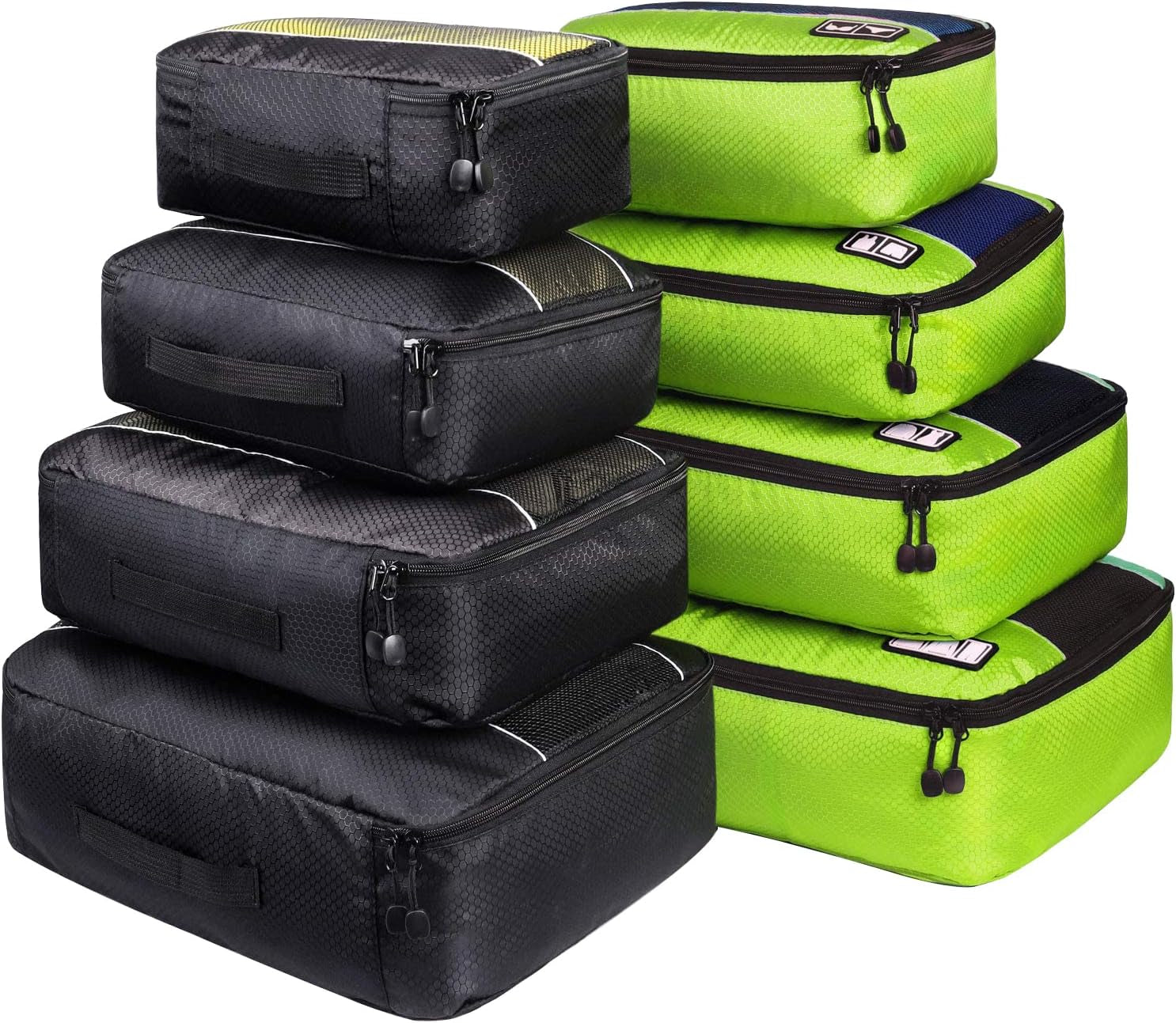 Packing Cubes Large Luggage Organizers Bags for Travel Organizing Clothes | Mixed Color 8 Set Suitable Family or Two-Person Trips; Breathable Mesh Make Easy to Sort; Durable and Convenient to Store