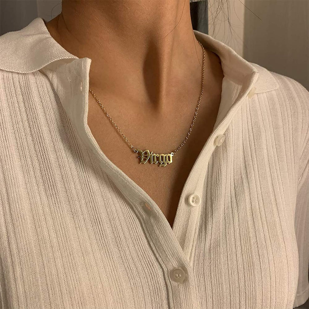 18K Gold Plated Astrology Necklace for Women Jewelry,12 Zodiac Pendant Horoscope Constellations Necklace