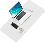 Desk Pad, 30" X 14" PU Leather Desk Mat, XL Extended Mouse Pad, Waterproof Desktop Blotter Protector, Non-Slip Ultra Thin Large Laptop Keyboard Writing Mat for Office Home, White