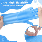 Pet Grooming Gloves—Dog Washing Gloves with High-Density Teeth | Dog Bath Scrubber with Enhanced Five Finger Design, Silicone Gloves for Dogs and Cats Bathing, Massage (Blue)