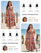 Summer Dresses for Women 2026 Vacation Boho Maxi Sundress | Casual, Smocked Waist, Floral Printed, Spaghetti Strap, Sleeveless, Beach Dresses with Pockets, Fashion Outfits