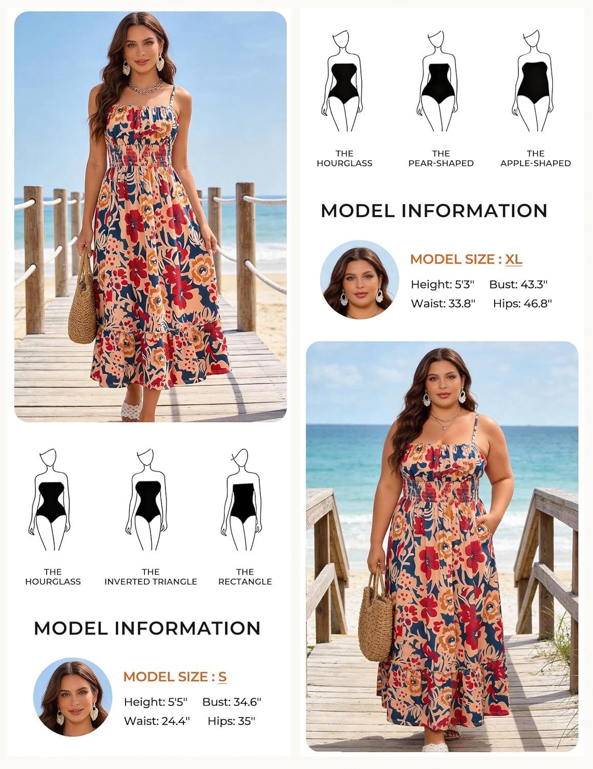 Summer Dresses for Women 2026 Vacation Boho Maxi Sundress | Casual, Smocked Waist, Floral Printed, Spaghetti Strap, Sleeveless, Beach Dresses with Pockets, Fashion Outfits