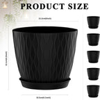 Flower Pots Outdoor Clearance 6 Inch Set of 5 Succulent Planters for Indoor Plants Garden Home Holiday, Plastic Nursery Pots for Plants with Drainage Holes and Saucer, Modern Plant Pot Black