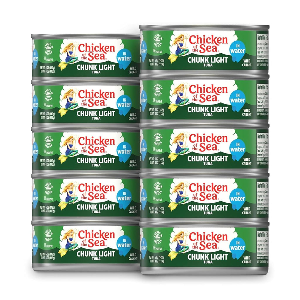 Wild Caught Chunk Light Tuna, 5 Ounce Cans, 10-Count – High Protein 100% Classic Chunk Tuna in Water – Delicious, Easy, Nutritious Ready to Eat Meals