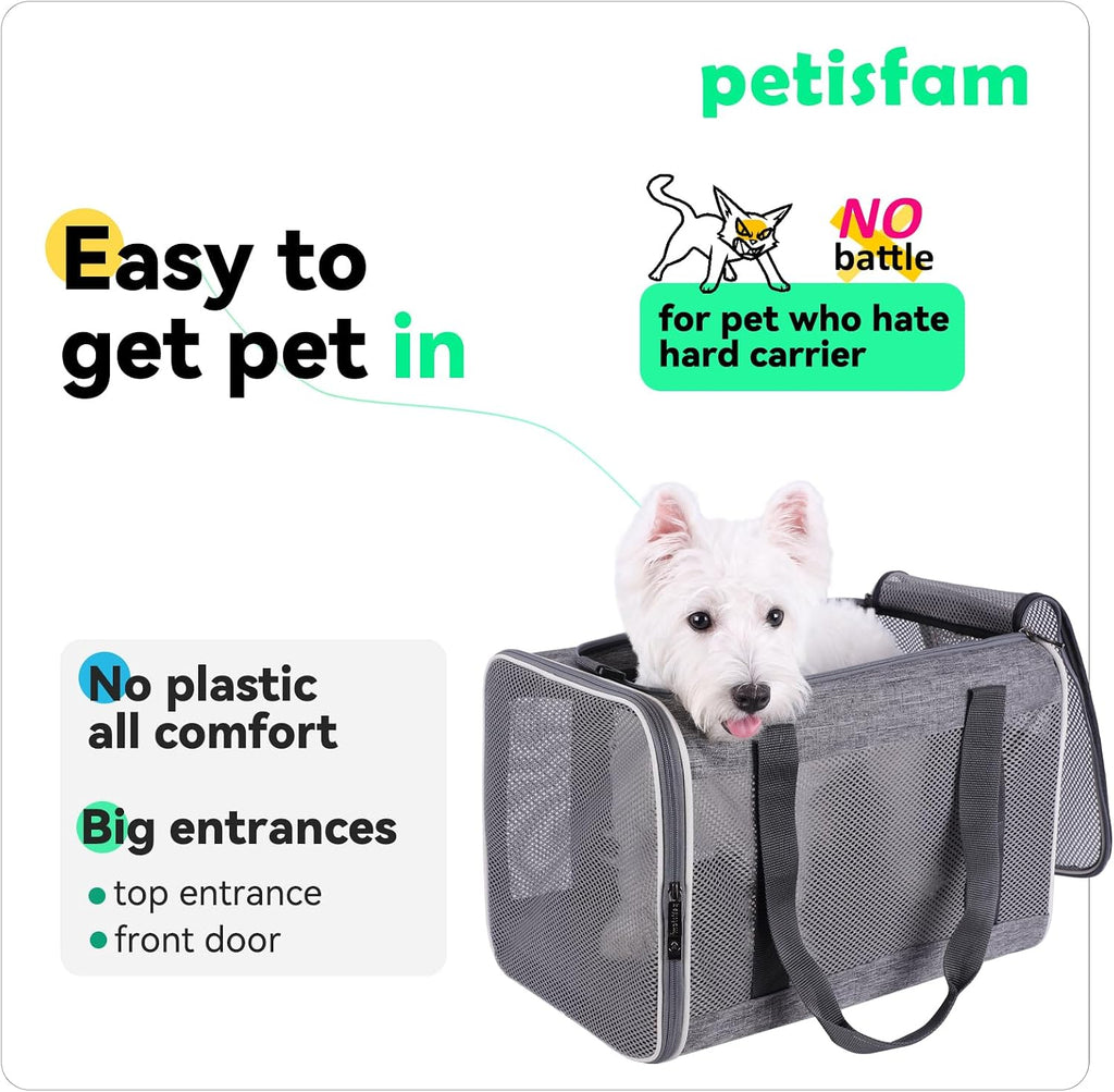 Soft Pet Carrier Bag for Cats and Puppy under 20 Lbs. Sturdy, Safe, Comfortable and Lightweight | Top Opening, Quik-In. Zip-To-Lock. Stress-Free Vet Visits. Cats Can'T Resist. Easy Storage, Cleaning. Lightweight. Breathable