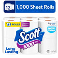 1000 Toilet Paper, 12 Rolls, 1,000 Sheets per Roll