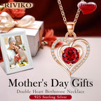 Heart Birthstone Pendant Necklace for Women 925 Sterling Silver Zirconia Necklaces Valentine'S Day Anniversary Birthday Mothers Day Jewelry Gifts for Her Mother Wife
