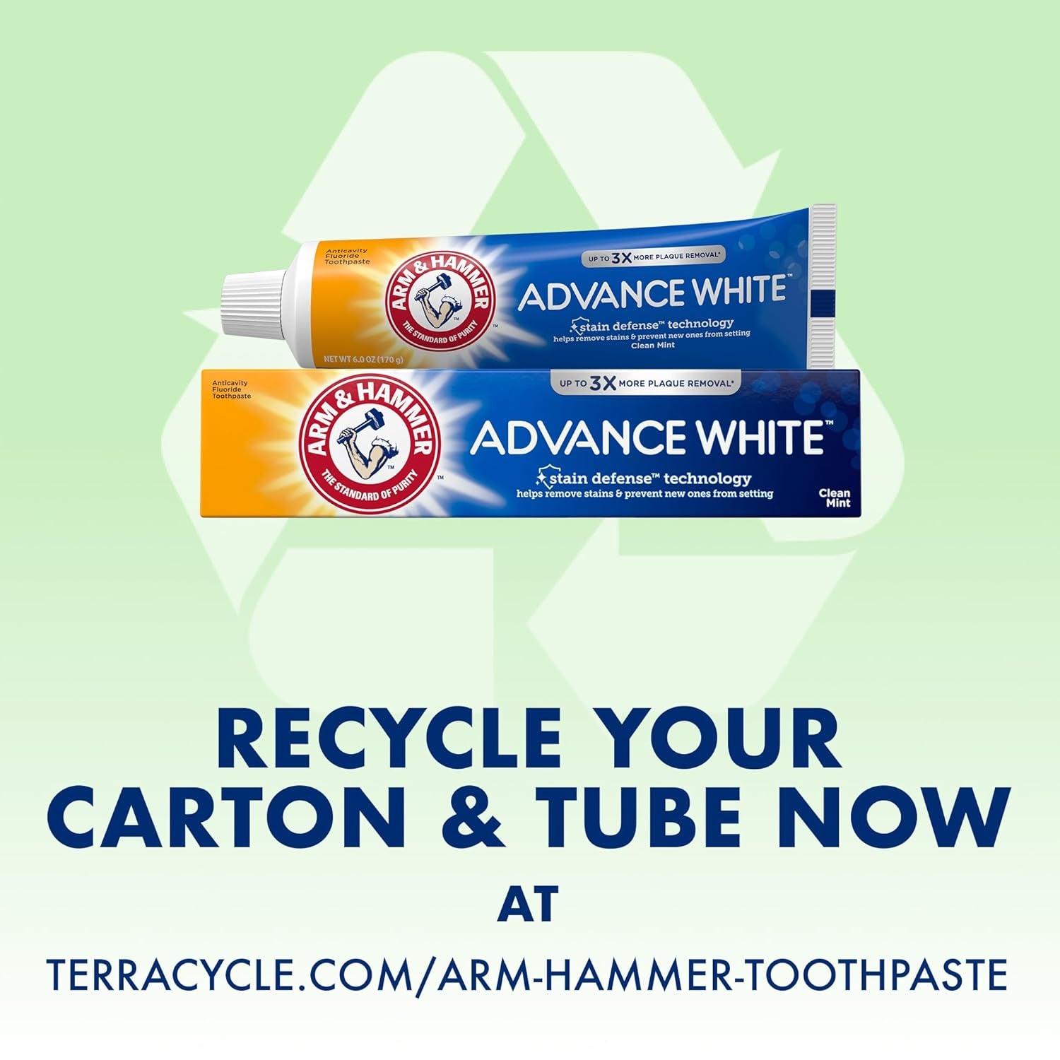 Advance White Toothpaste, Clean Mint Flavor, Stain Defense Technology, 6 Ounce (Pack of 4)