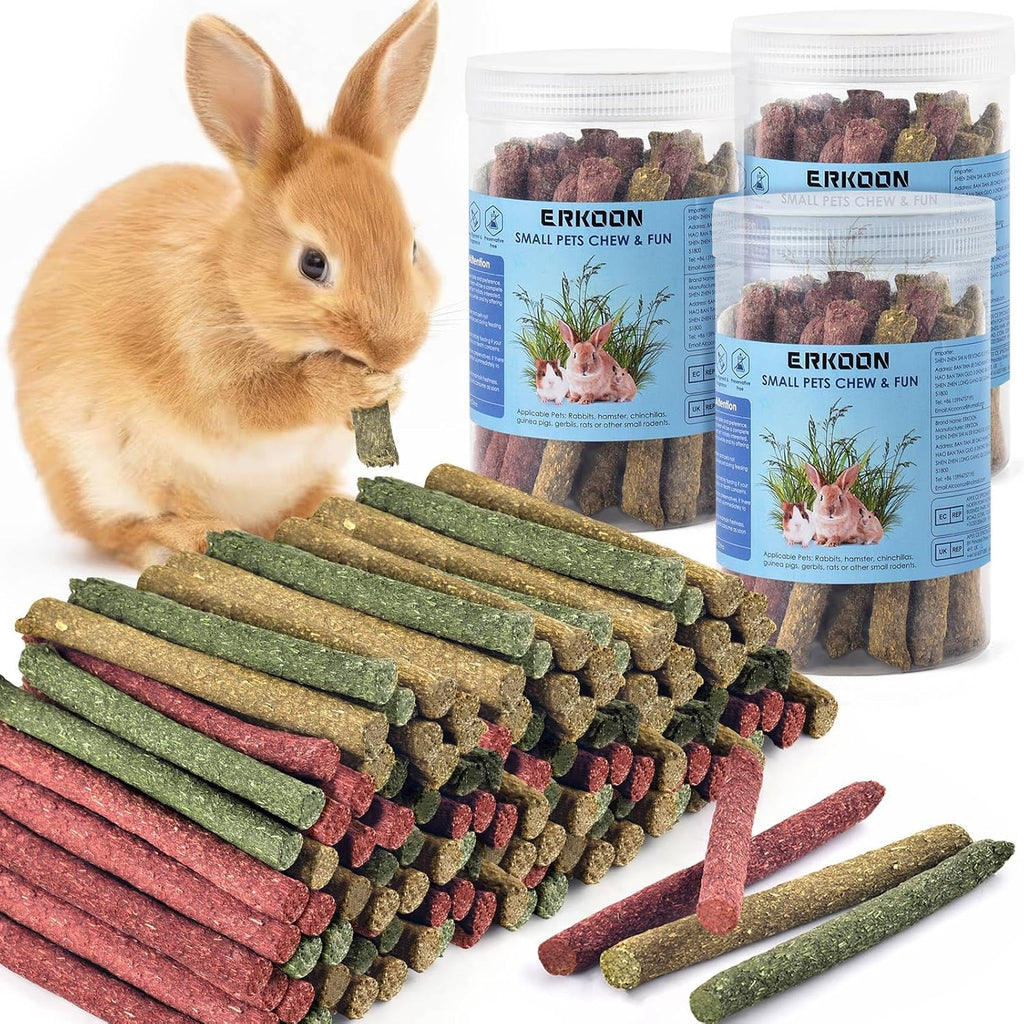 114Pcs Rabbit Chew Toys Timothy Hay Sticks, Guinea Pig Toys for Teeth Natural Molar Sticks Rabbits Treats for Bunnies, Chinchilla, Guinea Pigs, Gerbil, Hamster