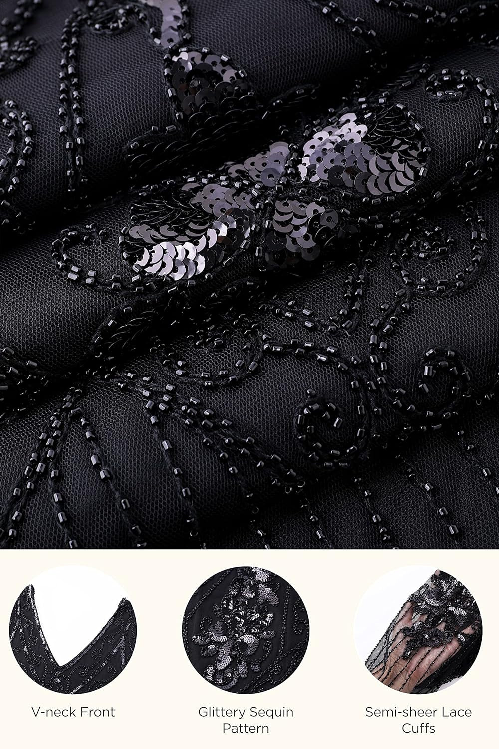 plus Size Flapper Dress 1920S Great Gatsby Costume Cocktail | plus Size Friendly, Fringe & Sequin Accents, Tassel Hem, Sequin-Beaded Vintage Pattern, for Roaring 20S Party