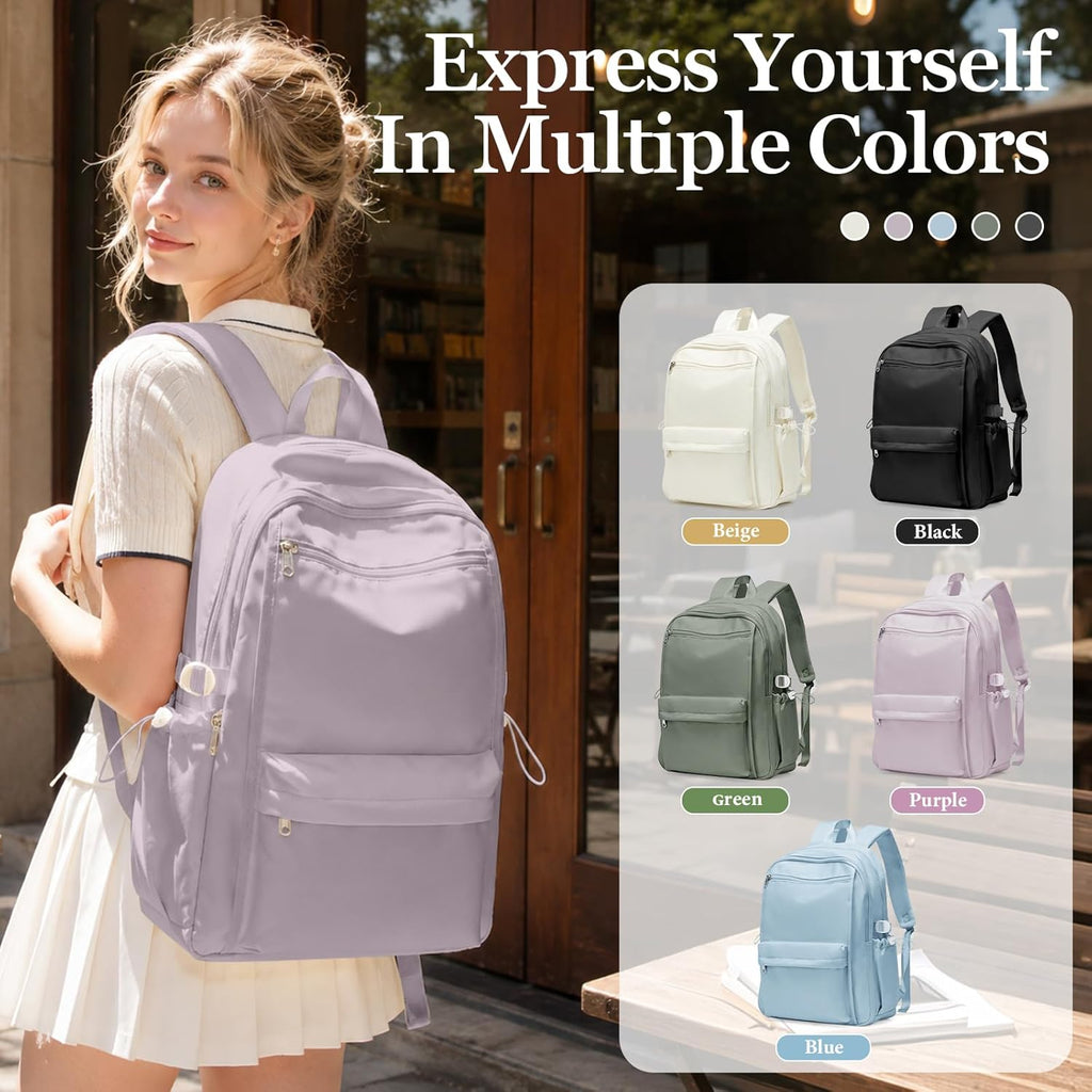 School Backpack for Teen Girls Lightweight College Backpack Women Travel Backpacks Waterproof High School Bookbag for Men Classic Casual Daypacks(Purple)
