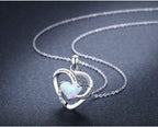 Sterling Silver Heart Pendant Necklace for Women with Jewelry Box | I Love You to the Moon and Back Gift,Birthstone,Hypoallergenic,Elegant, Romantic,Non Tarnish,Daily,Birthday,Graduation