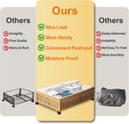 Bamboo under Bed Storage Containers with Wheels, 40L Underbed Drawers with Dust Bag, Breathable under Bed Shoe Storage, Rolling Underbed Clothes Storage, 2Pack