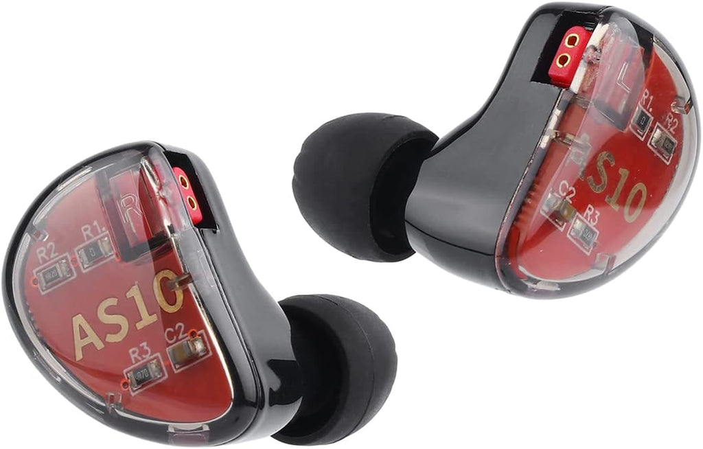 KZ AS10 5BA Hifi Stereo In-Ear Monitor Hifi Wired Earbuds Earphones | with 0.75Mm 2 Pin Cable, Five Balanced Armature Drivers, Noise Cancelling, W/O Mic, Black