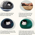 Cat Cave – Premium Felt Cat Bed Enclosure for Indoor Cats, Handmade Merino Wool (Slate Grey, Large)