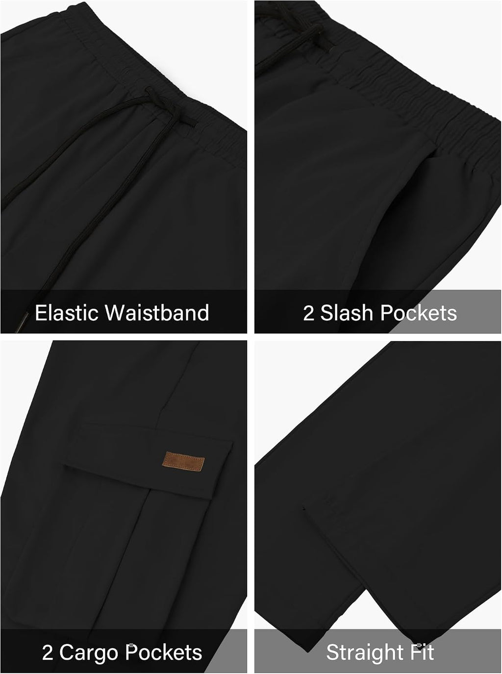 Mens Casual Cargo Pants Workout Hiking Sweatpants with Multi Pockets | Workout,Fishing,Hiking,Joggers Stretch,Multi Pockets,Elastic Waist,Lightweight,Drawstring,Work,Tactical Sweatpants