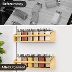 2 Pack Magnetic Spick Rack for Refrigerator, Fridge Organizer Shelf Kitchen Appliances Kitchen Essentials Kitchen Organization Kitchen Storage Kitchen Essentials(Bamboo Wood)