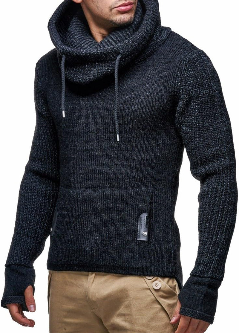 Men’S Knitted Pullover | Long-Sleeved Slim Fit Shirt | Basic Longsleeve Sweatshirt with Shawl Collar for Men