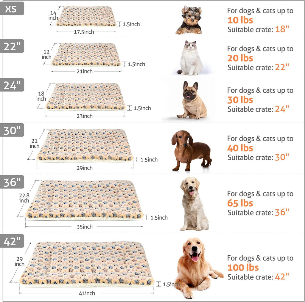 Dog Bed Crate Pad Ultra Soft Pet Mat Star Print 22 Inch Brown | Washable Crate Mat for Large Medium Small Dogs, Reversible Fleece Dog Crate Kennel Mat Flat Cat Bed Liner